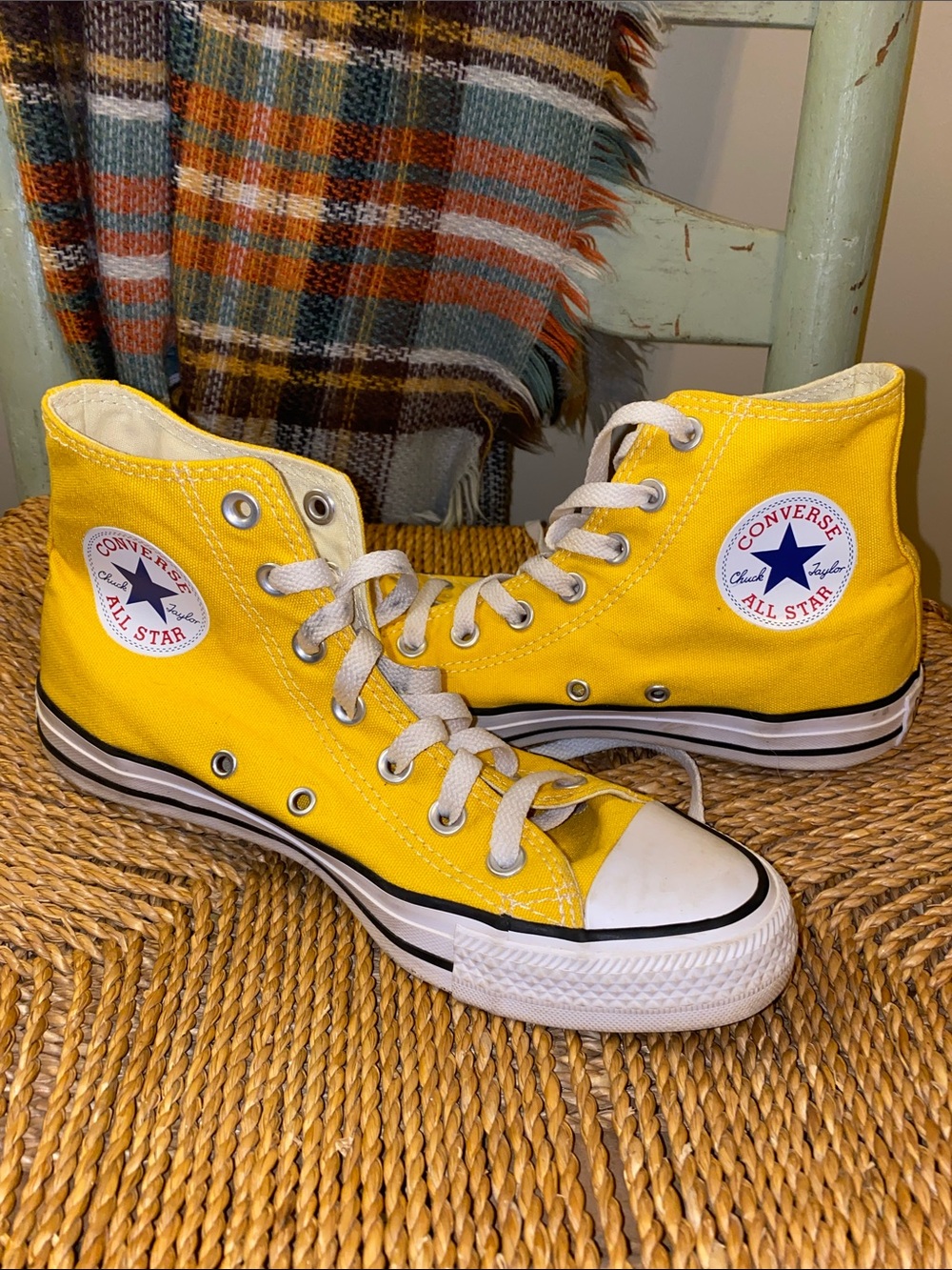 Converse Yellow High Top Sneakers